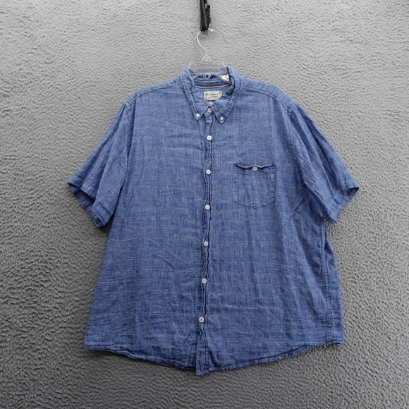 Weatherproof Vintage Washable Linen Button Down Shirt‎ XXL Blue Plaid Mens - Picture 1 of 12